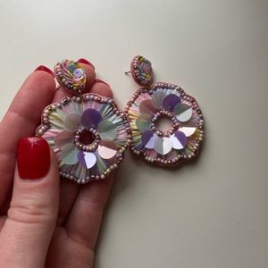 Gorgeous flower-like pastel colored earrings